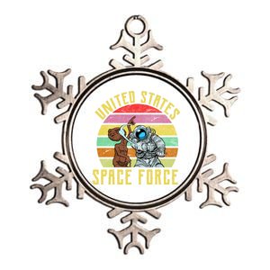 Retro United States Space Force Alien Metallic Star Ornament