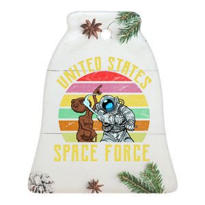 Retro United States Space Force Alien Ceramic Bell Ornament