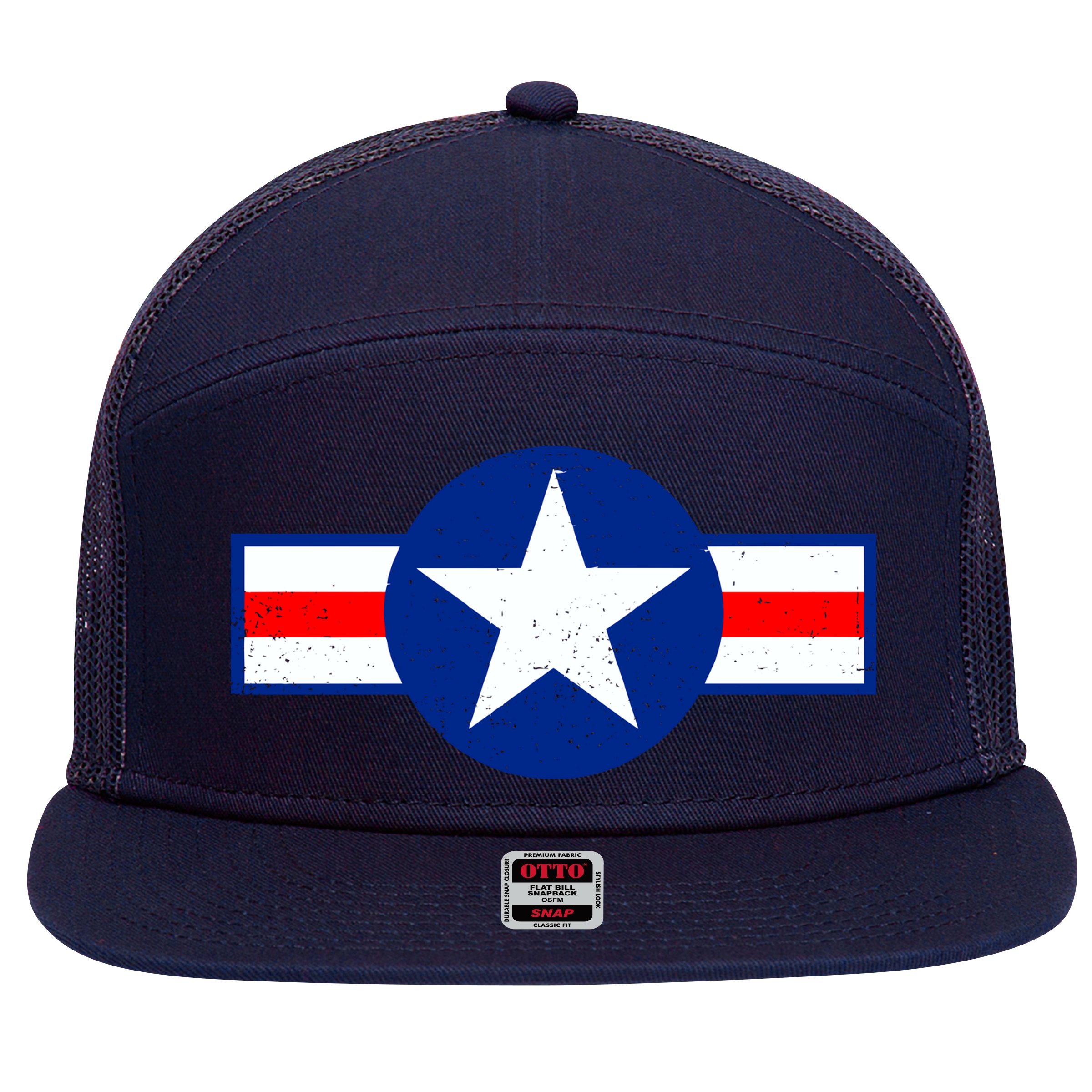 Retro US Army USA Star Logo 7 Panel Mesh Trucker Snapback Hat