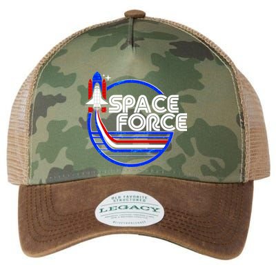 Retro USA American Space Force Emblem Legacy Tie Dye Trucker Hat