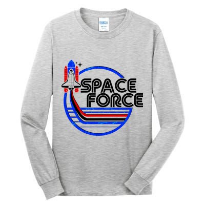 Retro USA American Space Force Emblem Tall Long Sleeve T-Shirt