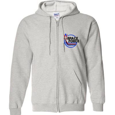 Retro USA American Space Force Emblem Full Zip Hoodie