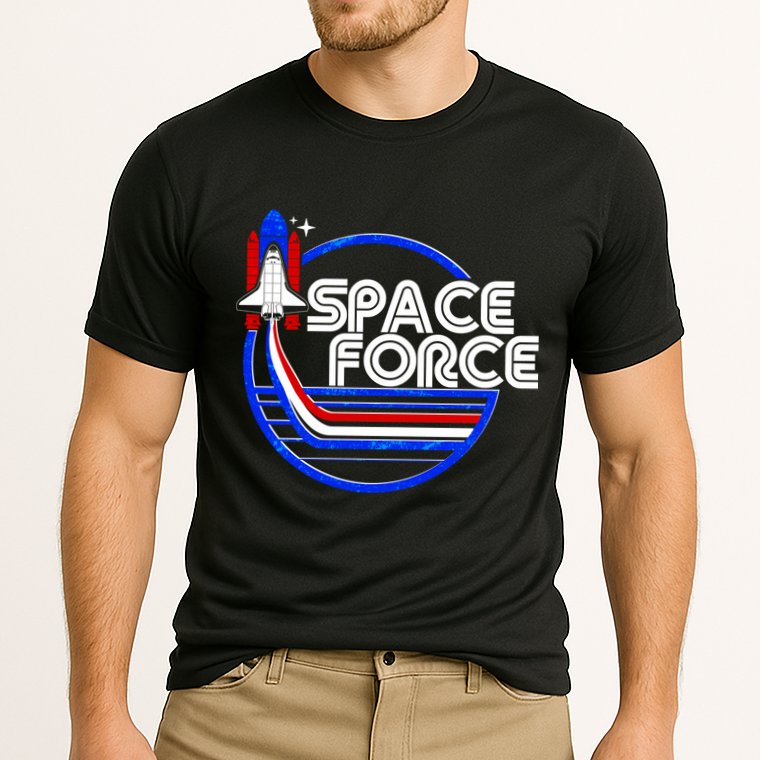 Retro USA American Space Force Emblem Performance Shirt