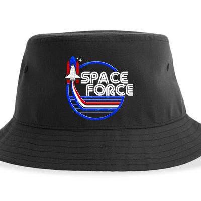 Retro USA American Space Force Emblem Sustainable Bucket Hat