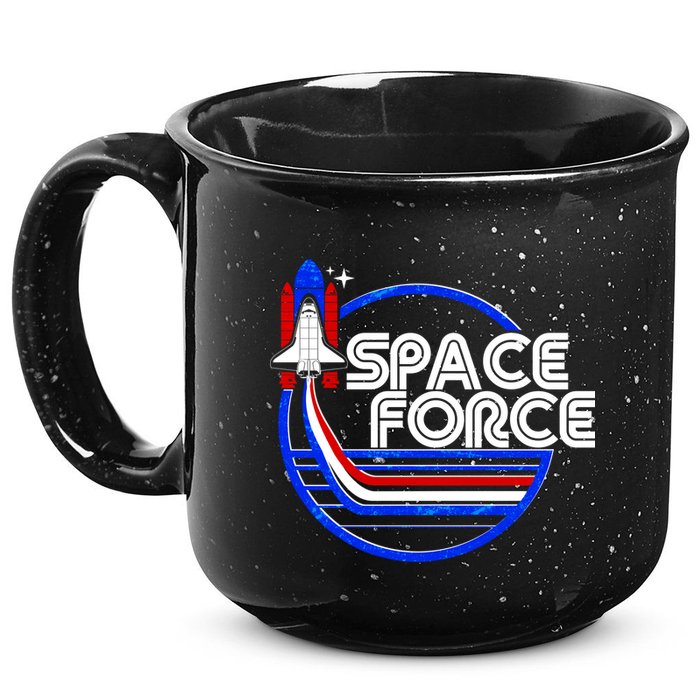 Retro USA American Space Force Emblem 15oz Campfire Ceramic Mug