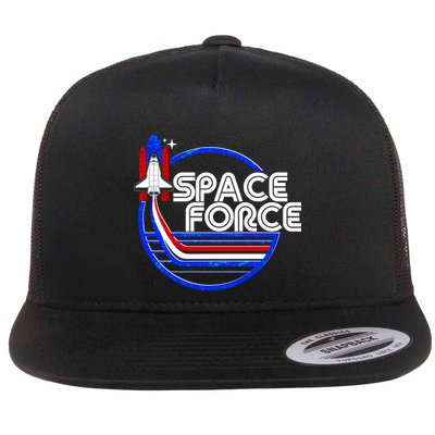 Retro USA American Space Force Emblem Flatbill Hat