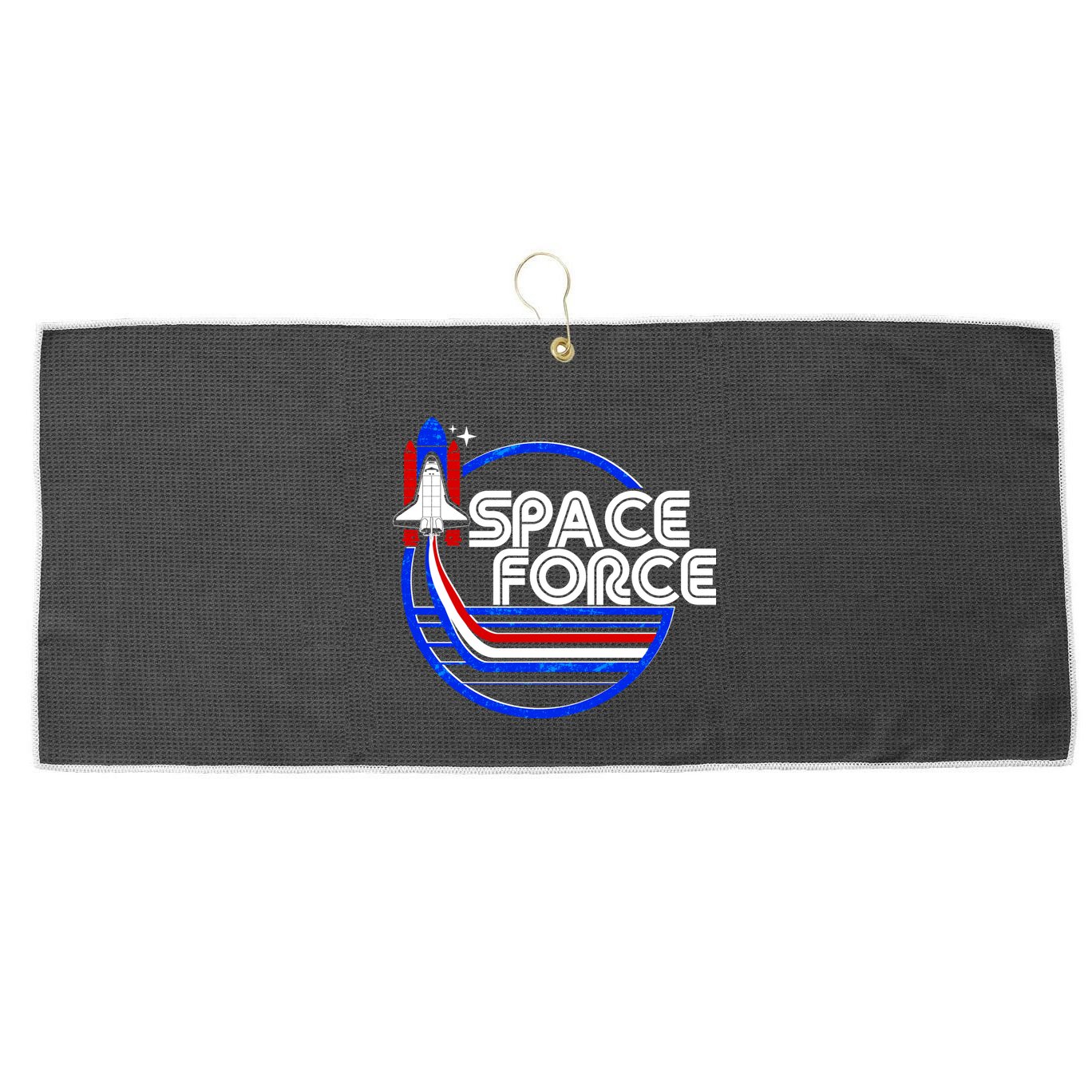 Retro USA American Space Force Emblem Large Microfiber Waffle Golf Towel