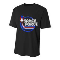 Retro USA American Space Force Emblem Youth Performance Sprint T-Shirt