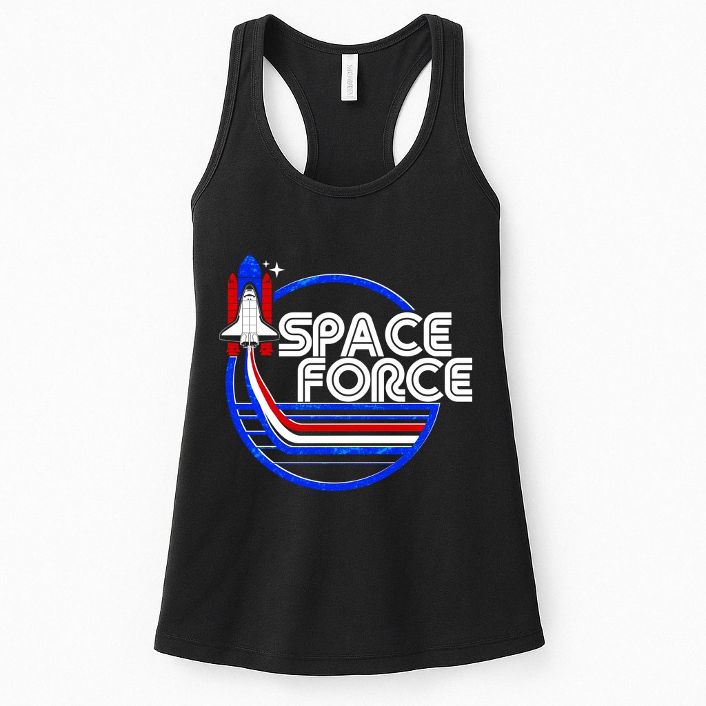 Retro USA American Space Force Emblem Womens Tank Top