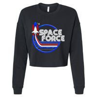 Retro USA American Space Force Emblem Cropped Pullover Crew