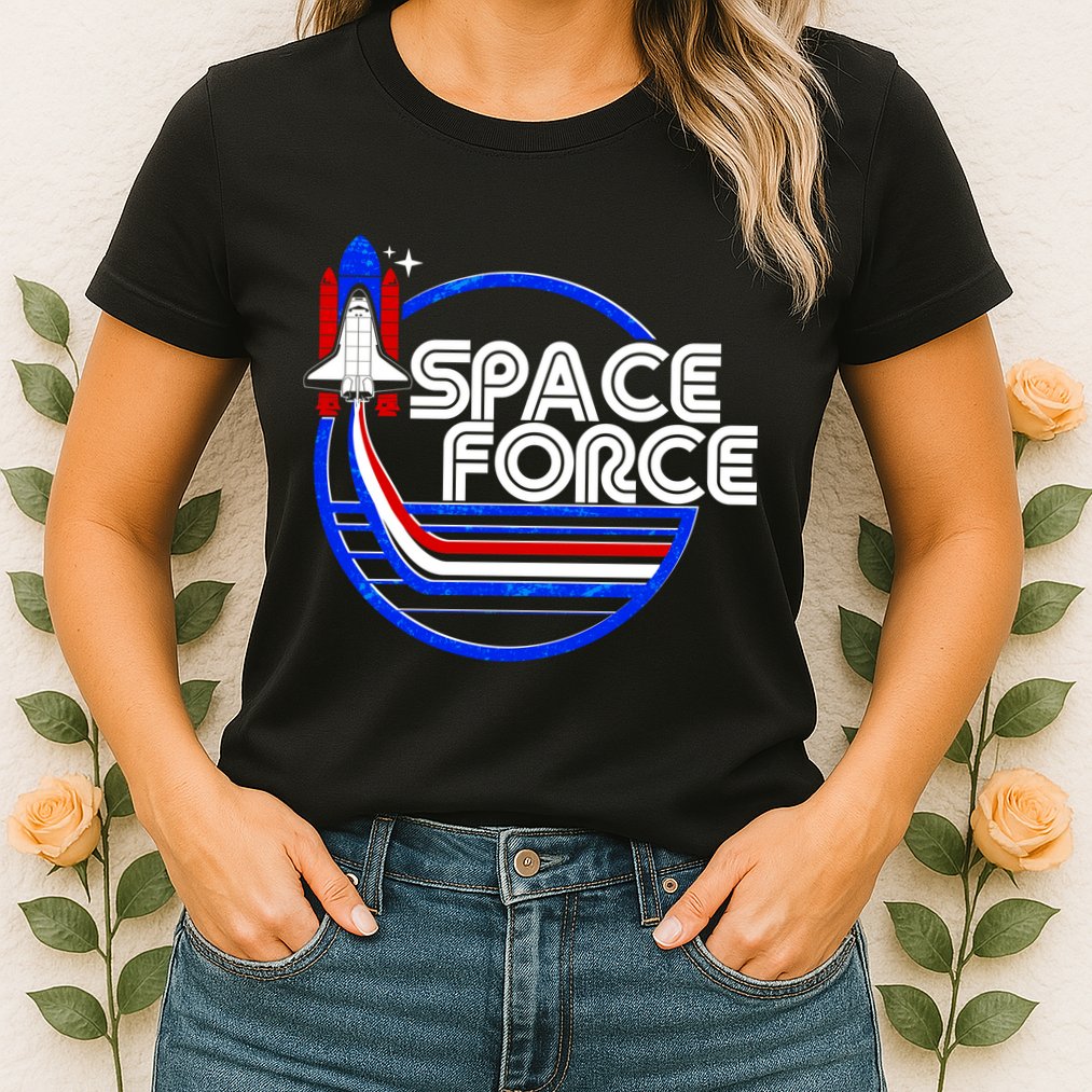 Retro USA American Space Force Emblem Womens T-Shirt