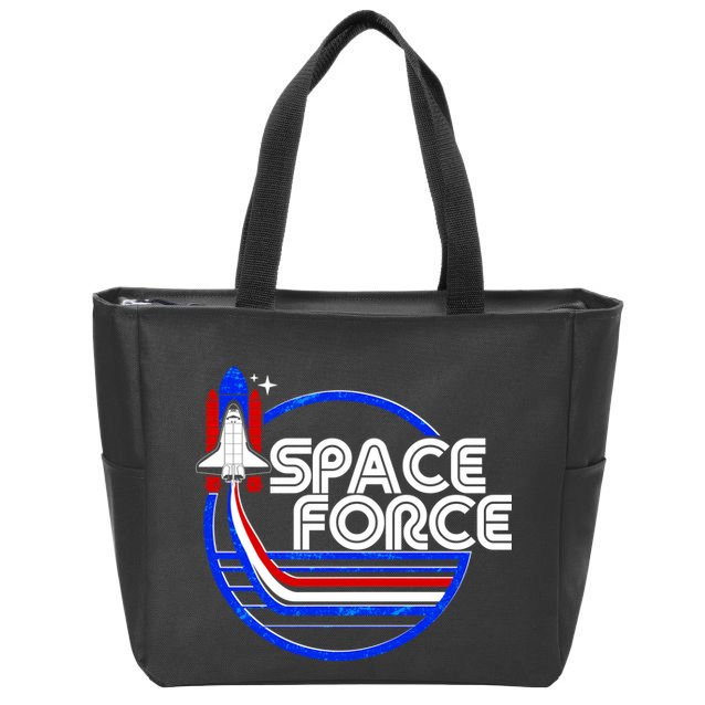 Retro USA American Space Force Emblem Zip Tote Bag