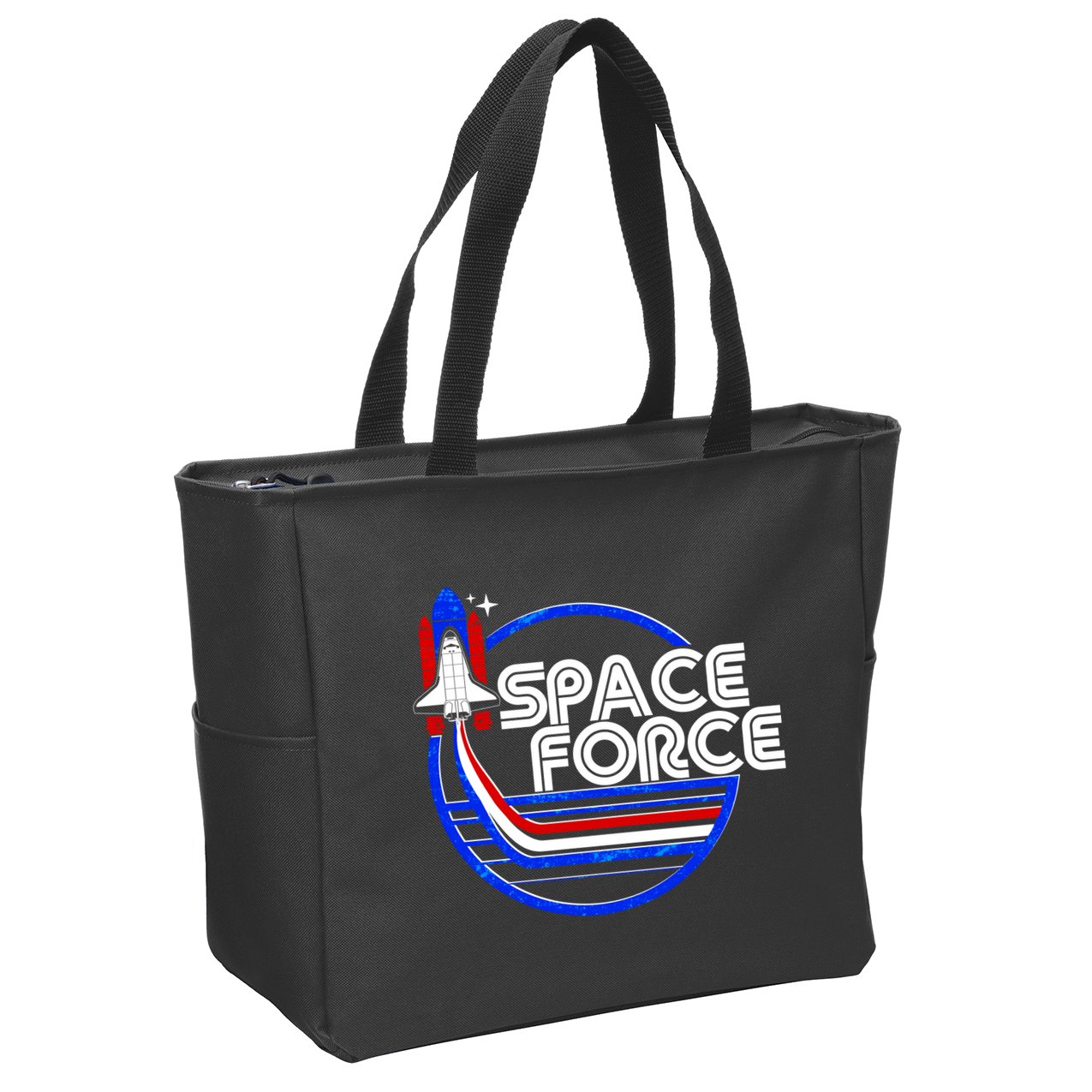 Retro USA American Space Force Emblem Zip Tote Bag