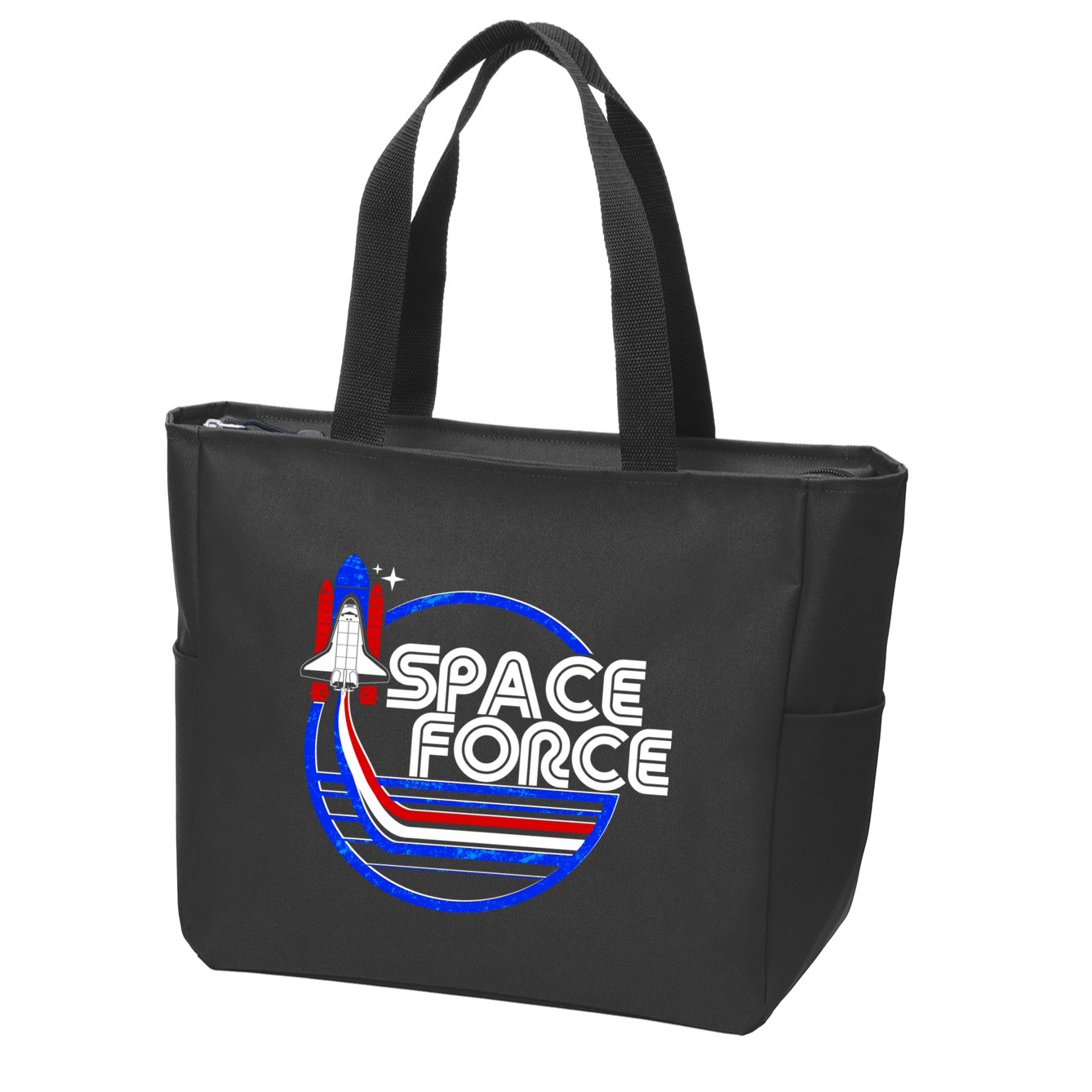 Retro USA American Space Force Emblem Zip Tote Bag