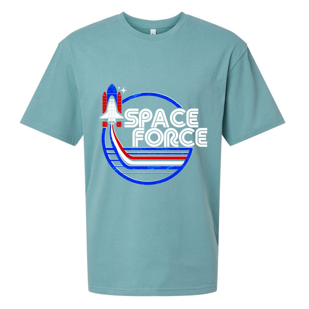 Retro USA American Space Force Emblem Sueded Cloud Jersey T-Shirt