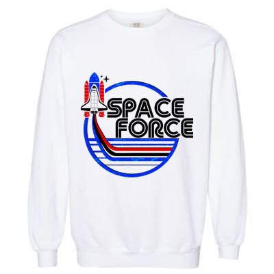 Retro USA American Space Force Emblem Garment-Dyed Sweatshirt