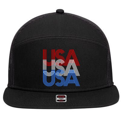 Retro USA Logo 7 Panel Mesh Trucker Snapback Hat
