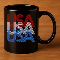 Retro USA Logo 11oz C Handle Ceramic Mug