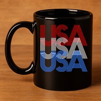Retro USA Logo 11oz C Handle Ceramic Mug
