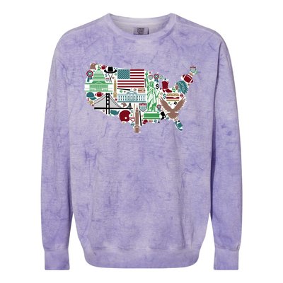 Retro USA State Map of America Colorblast Crewneck Sweatshirt