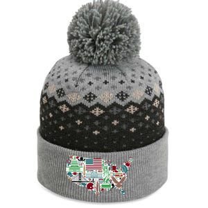 Retro USA State Map of America The Baniff Cuffed Pom Beanie