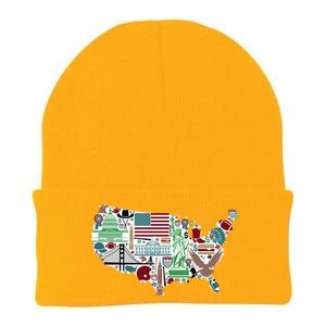 Retro USA State Map of America Knit Cap Winter Beanie