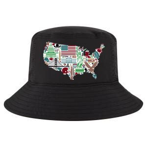 Retro USA State Map of America Cool Comfort Performance Bucket Hat