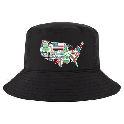 Retro USA State Map of America Cool Comfort Performance Bucket Hat