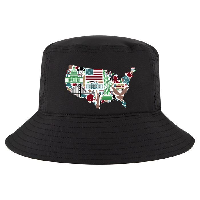 Retro USA State Map of America Cool Comfort Performance Bucket Hat
