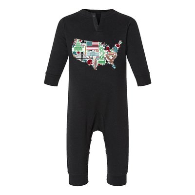 Retro USA State Map of America Infant Fleece One Piece