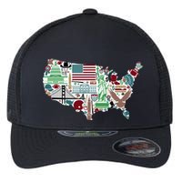 Retro USA State Map of America Flexfit Unipanel Trucker Cap