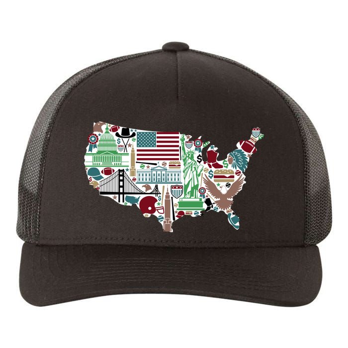 Retro USA State Map of America Yupoong Adult 5-Panel Trucker Hat