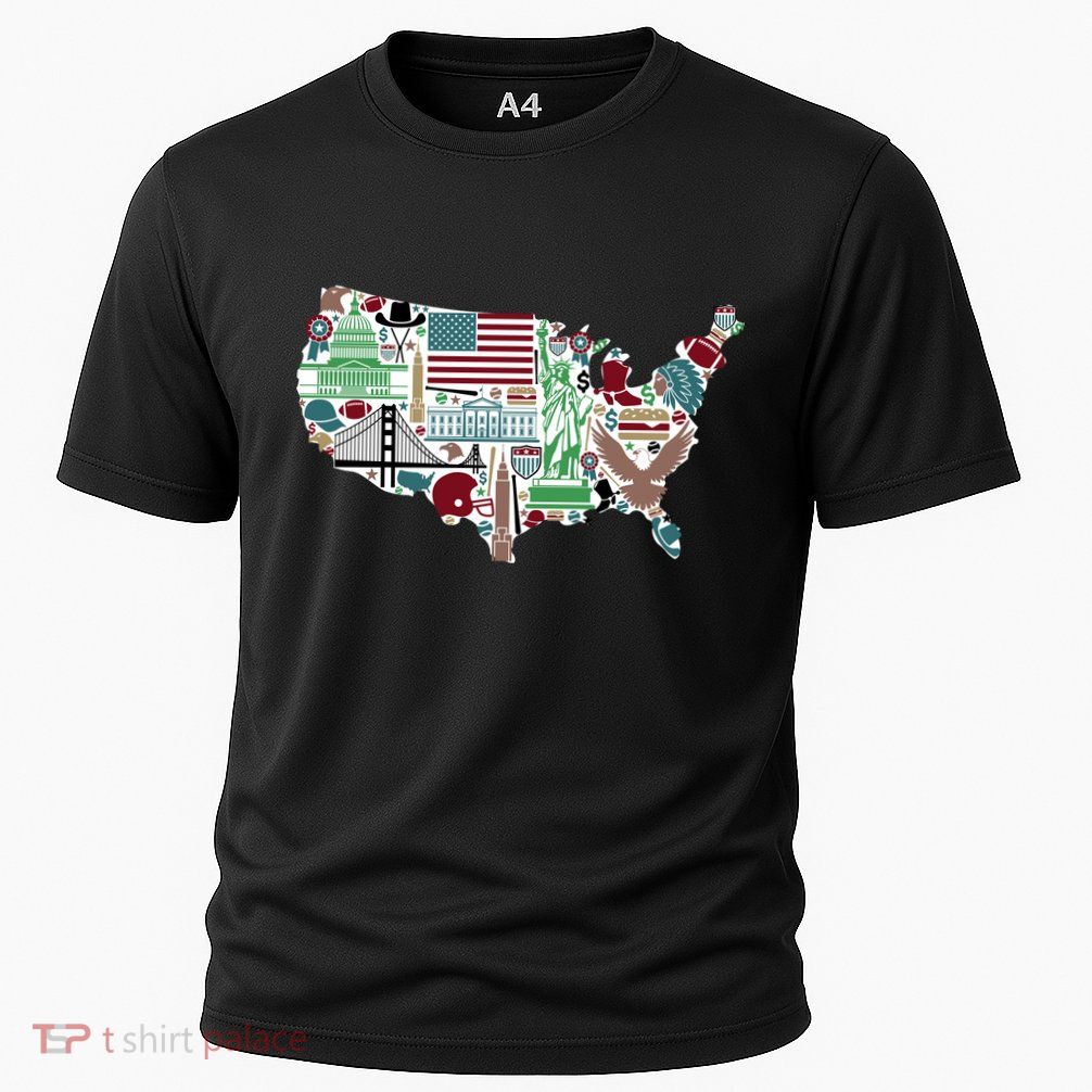 Retro USA State Map of America Performance Shirt