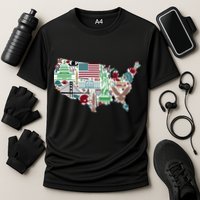 Retro USA State Map of America Performance Shirt