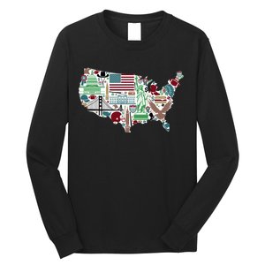 Retro USA State Map of America Long Sleeve Shirt