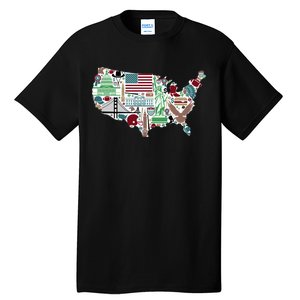 Retro USA State Map of America Tall T-Shirt