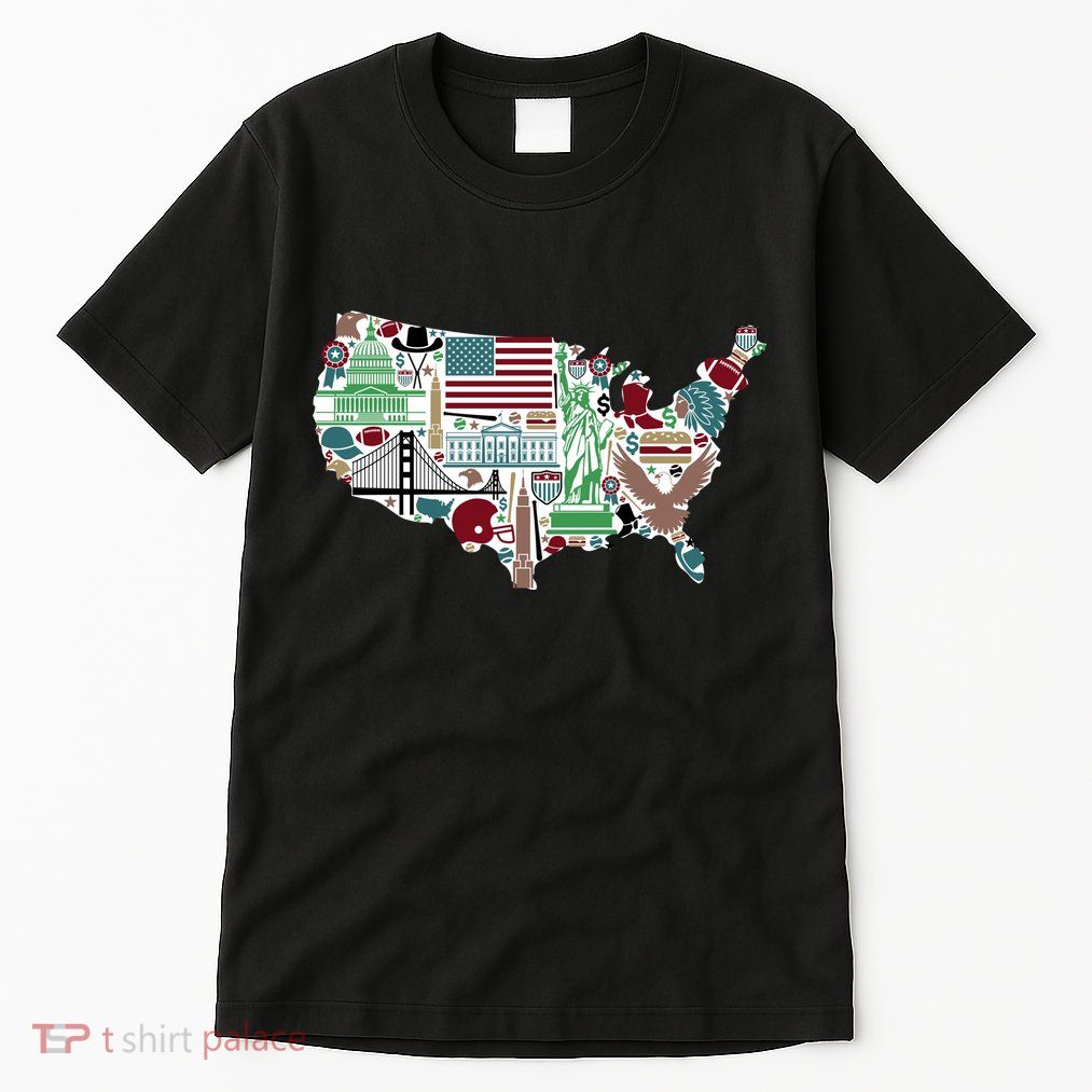 Retro USA State Map of America Tall T-Shirt