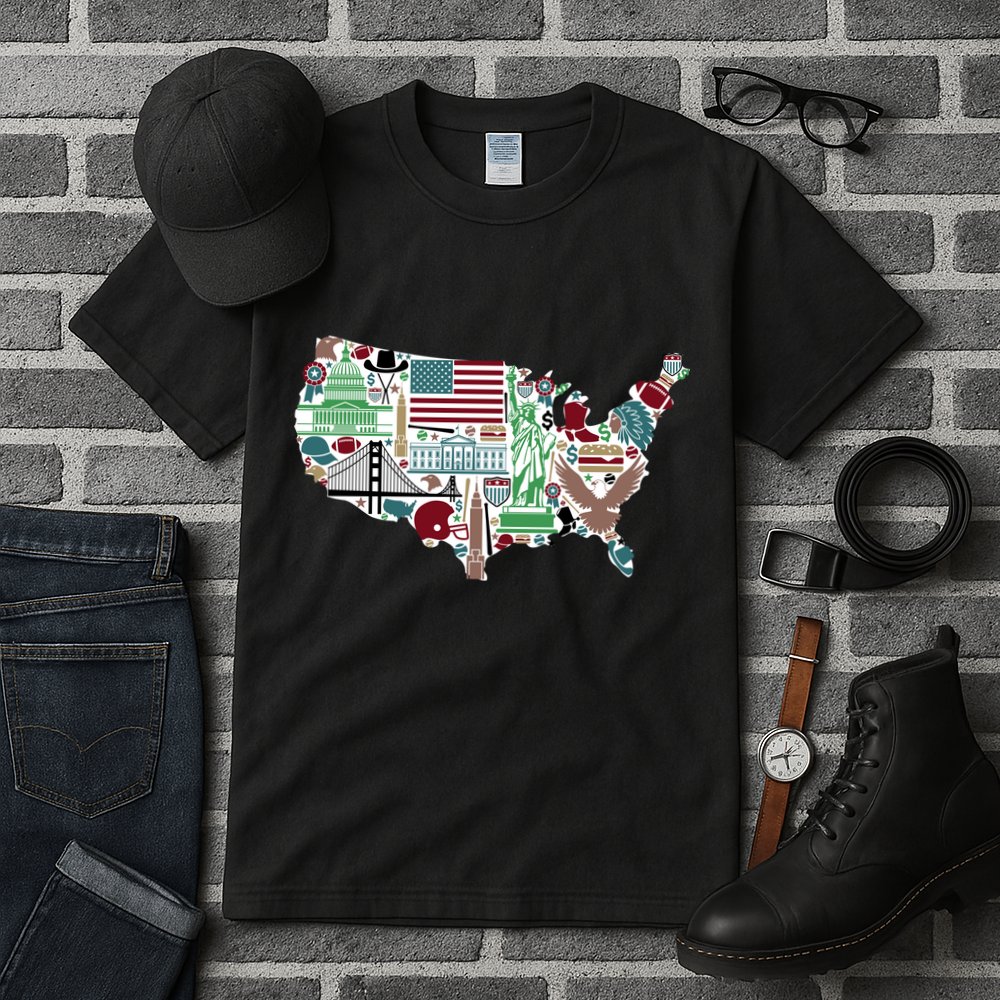 Retro USA State Map of America Tall T-Shirt