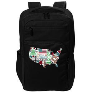 Retro USA State Map of America Impact Tech Backpack