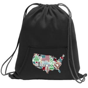 Retro USA State Map of America Sweatshirt Cinch Pack Bag