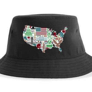 Retro USA State Map of America Sustainable Bucket Hat