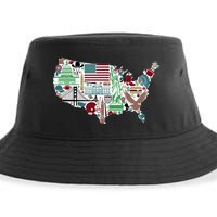 Retro USA State Map of America Sustainable Bucket Hat