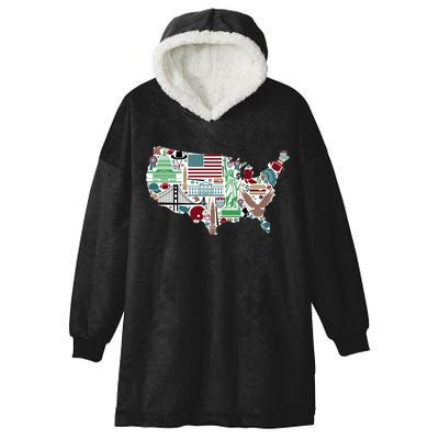 Retro USA State Map of America Hooded Wearable Blanket