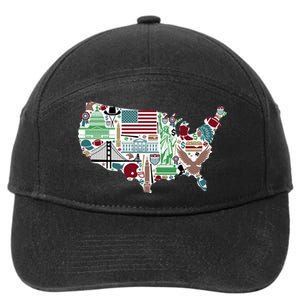 Retro USA State Map of America 7-Panel Snapback Hat