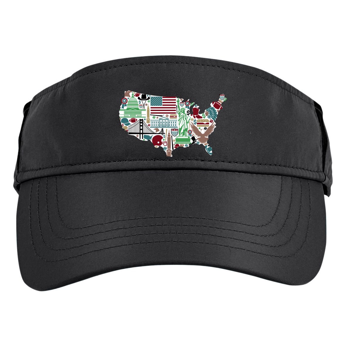 Retro USA State Map of America Adult Drive Performance Visor