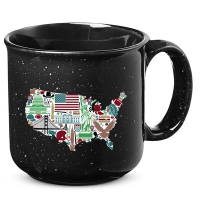 Retro USA State Map of America 15oz Campfire Ceramic Mug