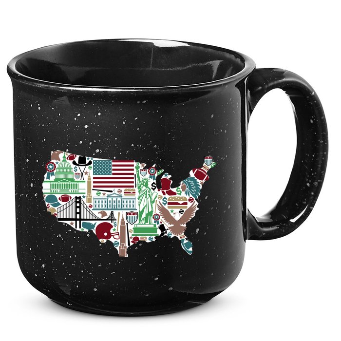 Retro USA State Map of America 15oz Campfire Ceramic Mug