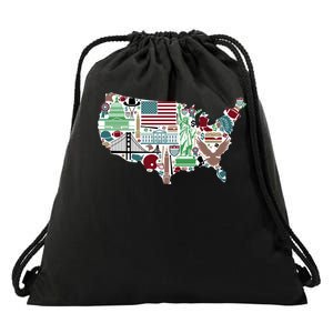 Retro USA State Map of America Drawstring Bag