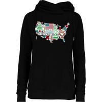 Retro USA State Map of America Womens Funnel Neck Pullover Hood