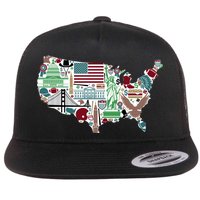 Retro USA State Map of America Flat Bill Trucker Hat